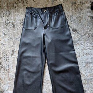 Anthropology faux leather wide leg Capri style pants